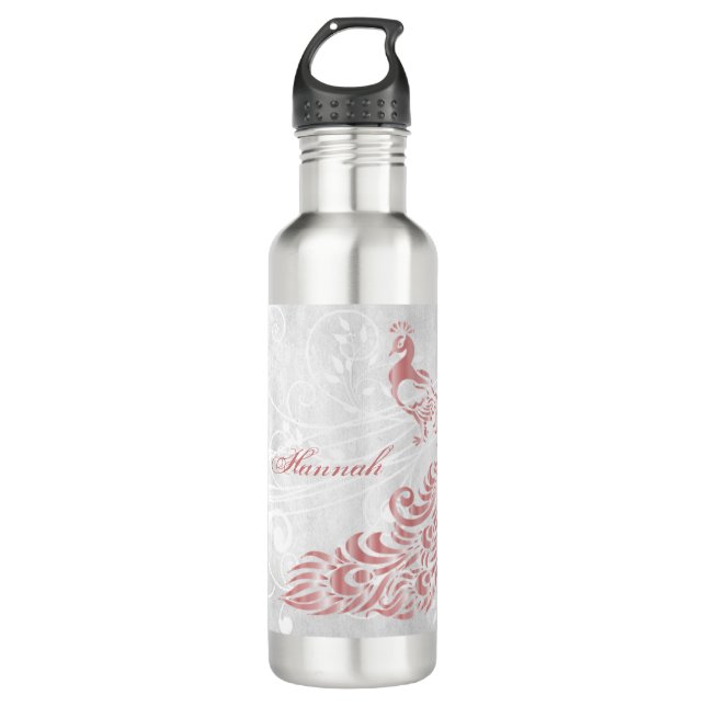 Pink Peacock Personalised 710 Ml Water Bottle (Front)