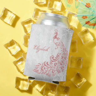 Pink Peacock Personalised Can Cooler