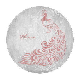 Pink Peacock Personalised Cutting Board