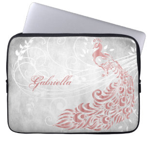 Pink Peacock Personalised Laptop Sleeve