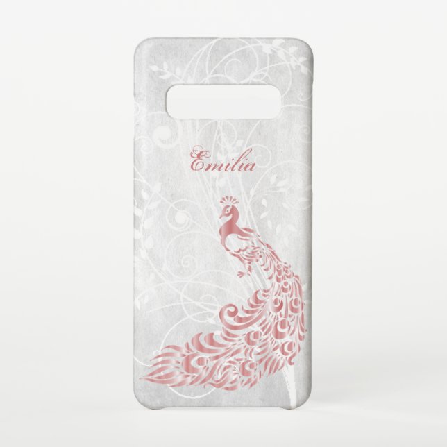 Pink Peacock Personalised Samsung Galaxy Case (Back)
