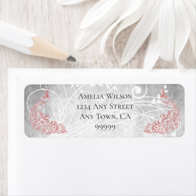 Pink Peacocks Address Label (Insitu)