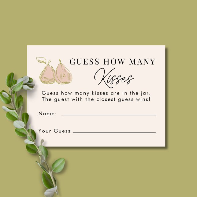 Pink Pear Guess How Many Kisses Bridal Shower Game Enclosure Card (Creator Uploaded)