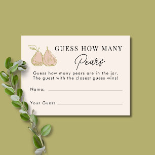 Pink Pear Guess How Many Pears Bridal Shower Game Enclosure Card