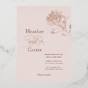Pink Pearl Botanical Foil Invitation