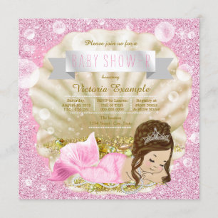 Pink Pearl Mermaid Baby Shower Invitation