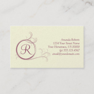 Pink Pearl Monogram Business Card