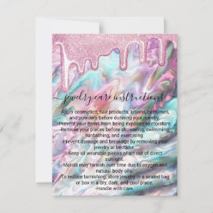 Pink Pearl Opal Glitter Drips Jewellery Care Card