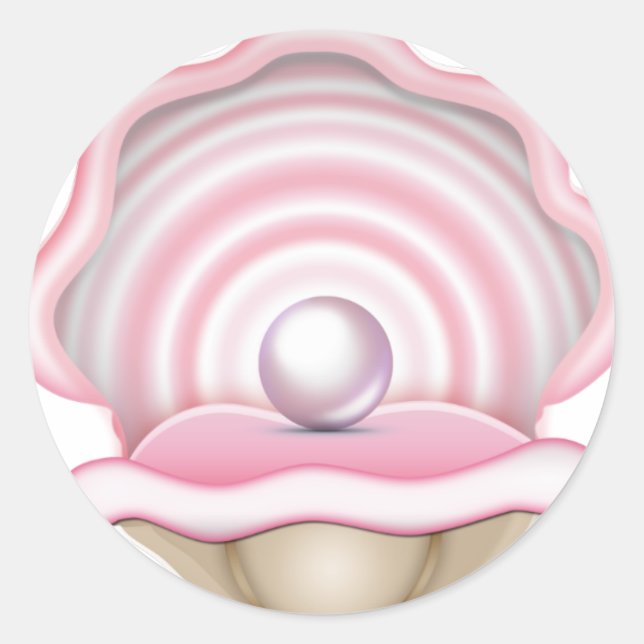 Pink Pearl Oyster Classic Round Sticker (Front)