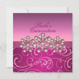 Pink Pearl Swirls Quinceañera Invitation