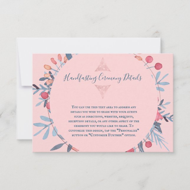 Pink Pearl Watercolor Floral Details Card (Front)