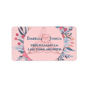 Pink Pearl Watercolor Floral Triquetra Address Label