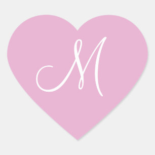Pink Pearl Your Own Monogram Wedding Heart Sticker
