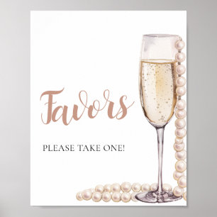 Pink Pearls and Prosecco Champagne Favours Sign