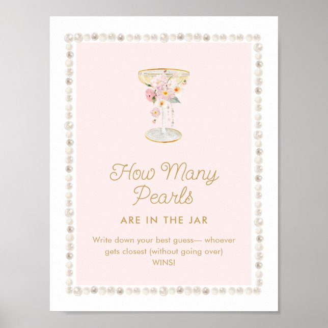 Pink Pearls and Prosecco How Many Pearls Game Poster (Front)