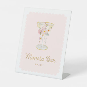 Pink Pearls and Prosecco Mimosa Bar Pedestal Sign