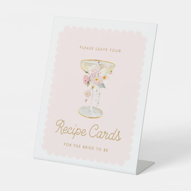 Pink Pearls and Prosecco Recipe Card Sign (Front)