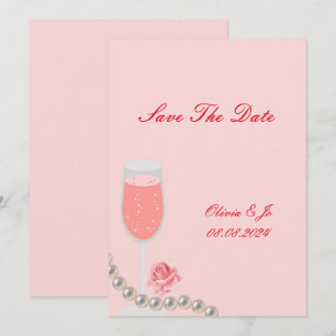 pink pearls and prosecco wedding save the date