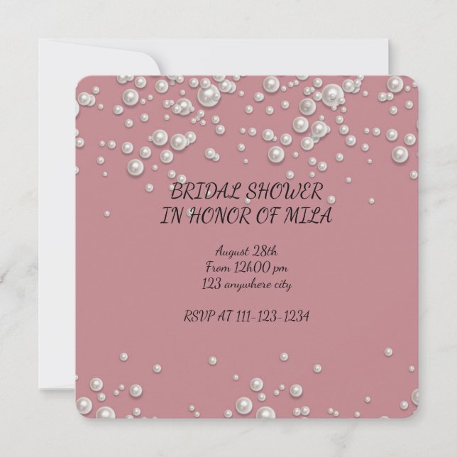 PINK PEARLS BRIDAL SHOWER INVITATION (Front)
