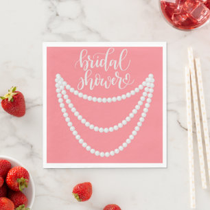 pink pearls bridal shower napkin