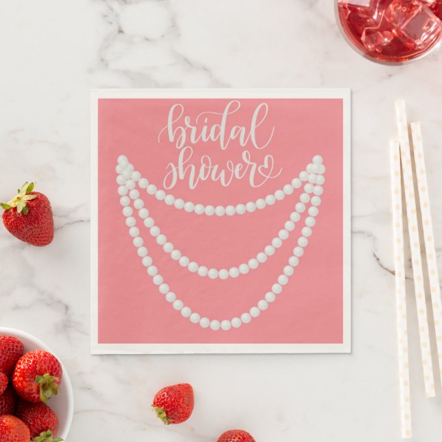 pink pearls bridal shower napkin (Insitu)