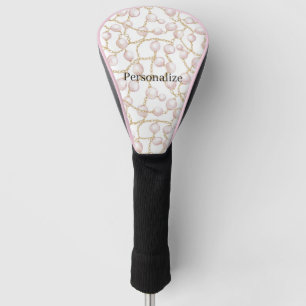 Pink Pearls Gold Chain Golf Head Cover