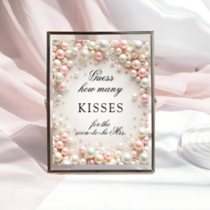 Pink Pearls How Many Kisses Bridal Shower Game Poster