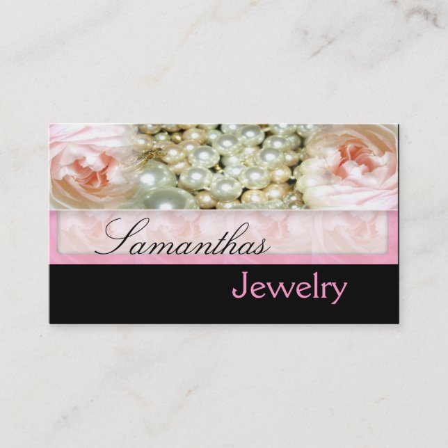 Pink Pearls Jewellery Business Cards (Front)