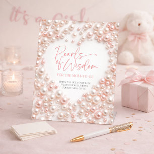 Pink Pearls of Wisdom Pink Pearl Baby Shower Sign