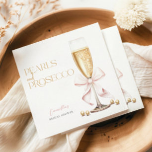 Pink Pearls & Prosecco Bow Bridal Shower Napkin