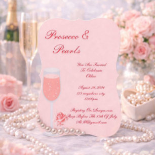PINK PEARLS & PROSECCO BRIDAL SHOWER  INVITATION