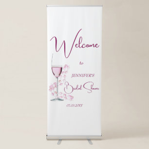 Pink Pearls & Prosecco Bridal Shower Welcome Retractable Banner