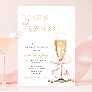 Pink Pearls & Prosecco Brunch Bridal Shower  Invitation