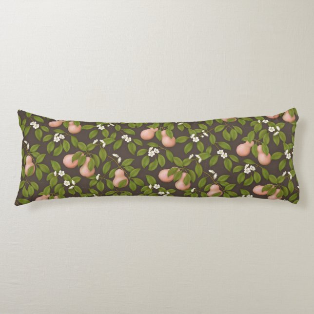 Pink Pears (dark brown) Body Cushion (Front)