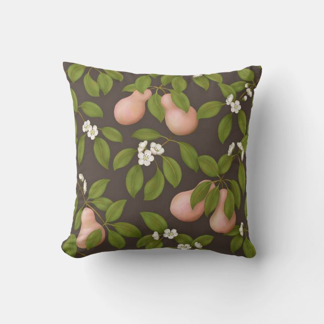 Pink Pears (dark brown) Cushion (Front)