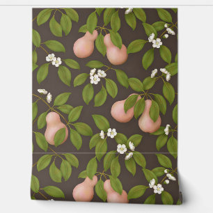 Pink Pears (dark brown) Wallpaper