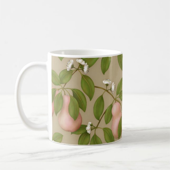 Pink Pears (light brown) Coffee Mug (Left)