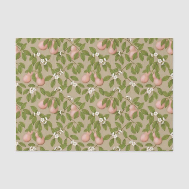 Pink Pears (light brown) Tissue Paper (Front)