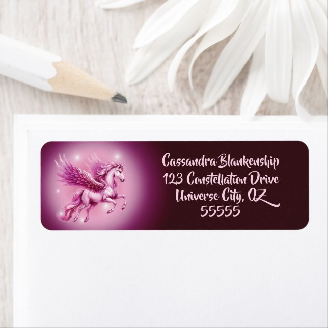 Pink Pegasus Pretty Fantasy Address Label (Insitu)