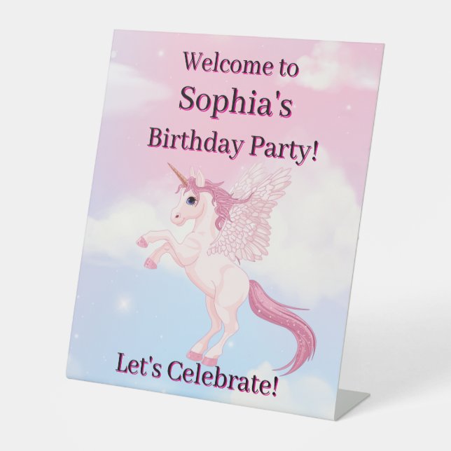 Pink Pegasus Unicorn Welcome Sign (Front)