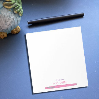Pink Pen | A Note From | Teacher Notepad