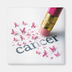 Pink Pencil Erasing Cancer Text  Magnet