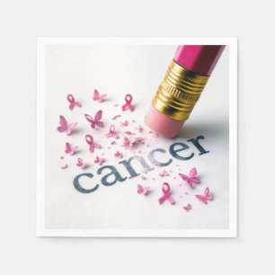 Pink Pencil Erasing Cancer Text Napkin