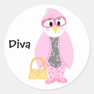Pink Penguin Diva Classic Round Sticker