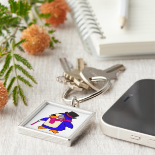 Pink penguin key ring