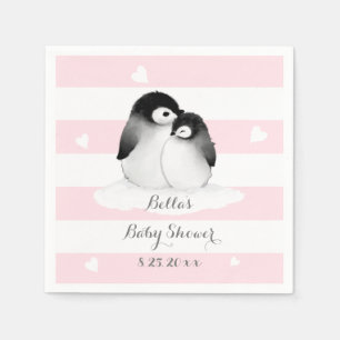 Pink Penguin Paper Napkins
