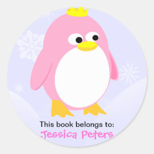 Pink Penguin Personalized Labels