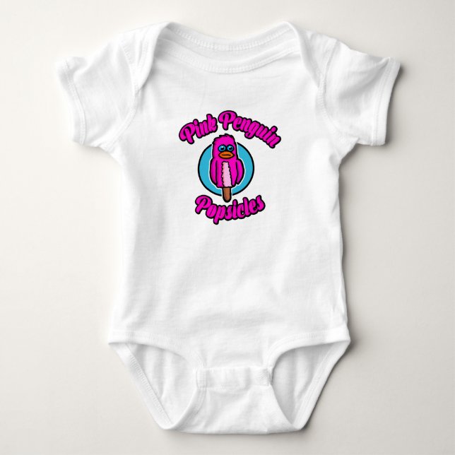 Pink Penguin Popsicle Baby Bodysuit (Front)