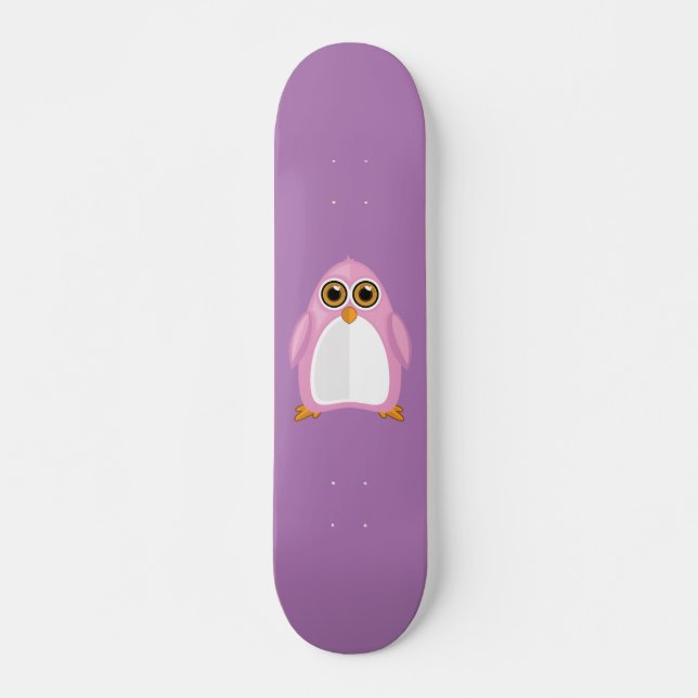 Pink Penguin Skateboard (Front)