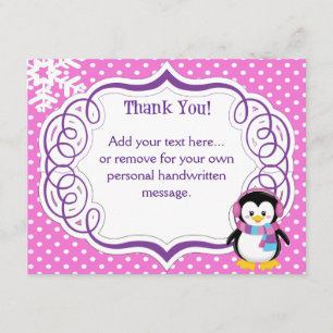 Pink Penguin Thank You Card